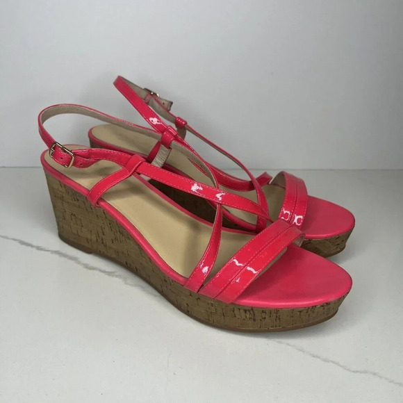 Kate Spade Hot Pink Wedge Platform Sandal Heels Sz 11 Cocktail Comfy - Picture 1 of 10